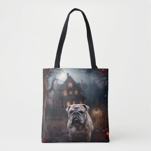 Bulldog Halloween Scary  Tote Bag (Front)