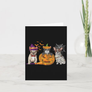 Bulldog Halloween Witch Mummy Pumpkin Fun Dog Love Card