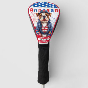 Bulldog Happy 4Th Of July America Independence Day Golf Head Cover