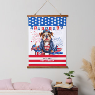 Bulldog Happy 4Th Of July America Independence Day Hanging Tapestry