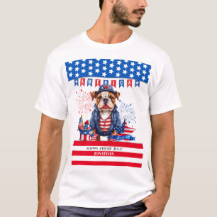 Bulldog Happy 4Th Of July America Independence Day T-Shirt