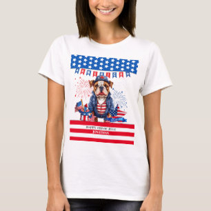 Bulldog Happy 4Th Of July America Independence Day T-Shirt