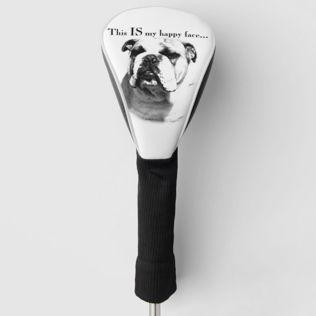 Bulldog Happy Face Golf Head Cover (Front)