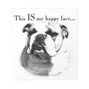 Bulldog Happy Face Notepad