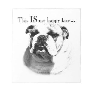 Bulldog Happy Face Notepad
