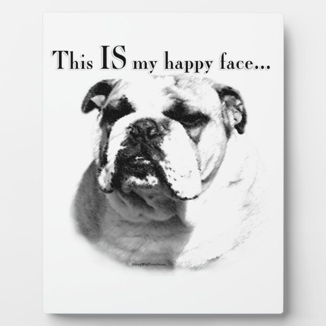 Bulldog Happy Face Plaque (Front)