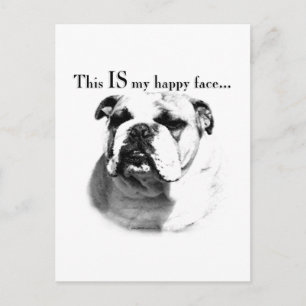 Bulldog Happy Face Postcard