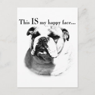 Bulldog Happy Face Postcard