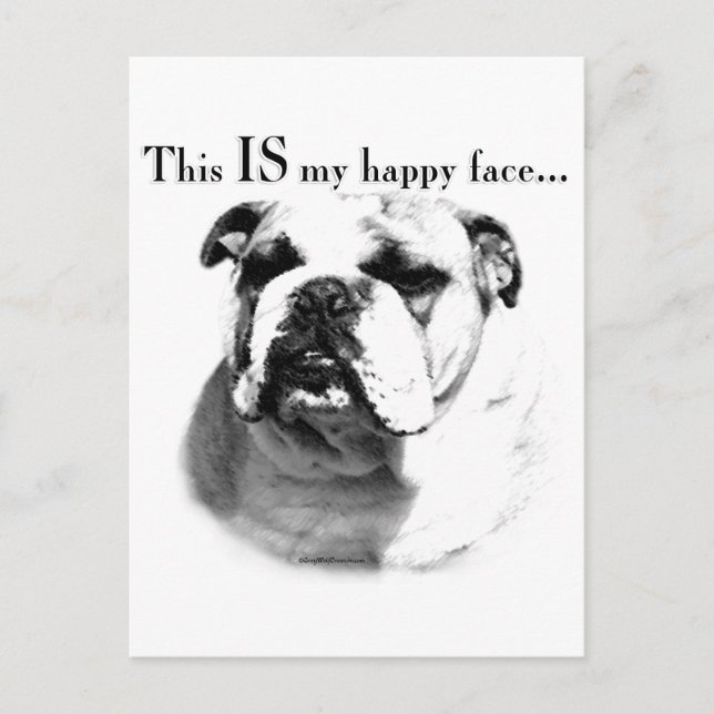 Bulldog Happy Face Postcard (Front)