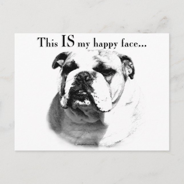 Bulldog Happy Face Postcard (Front)