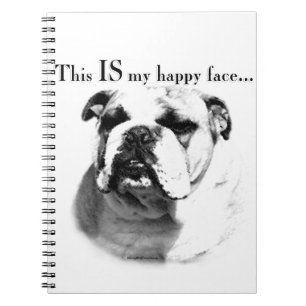 Bulldog Happy Face Spiral Notebook