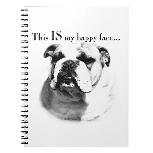 Bulldog Happy Face Spiral Notebook (Front)