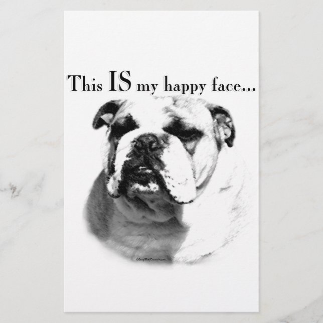 Bulldog Happy Face Stationery (Front)