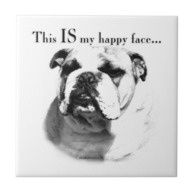 Bulldog Happy Face Tile (Front)