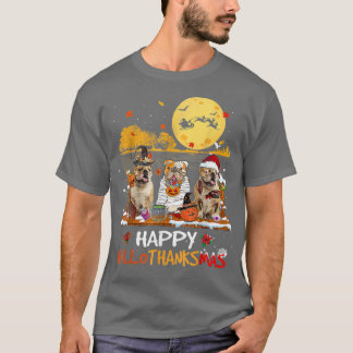 Bulldog Happy Hallothanksmas Halloween Thanksgivin T-Shirt