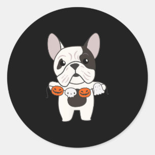 Bulldog Happy Halloween Pumpkin Dogs Halloween  Classic Round Sticker