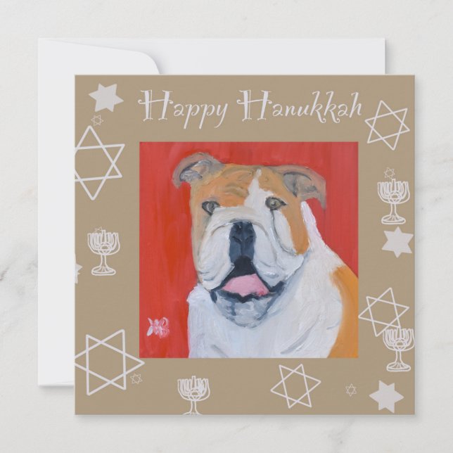 Bulldog Happy Hanukkah Card (Front)