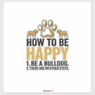 Bulldog Happy Quote Vintage Engraving Dog Lover De