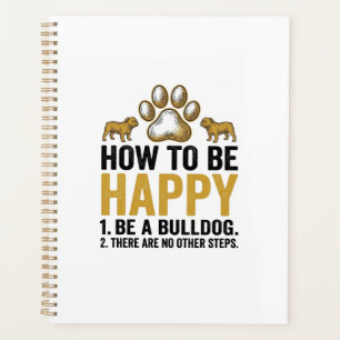 Bulldog Happy Quote Vintage Engraving Dog Lover De Planner