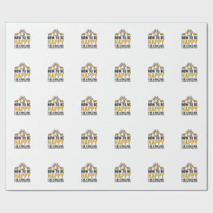 Bulldog Happy Quote Vintage Engraving Dog Lover De Wrapping Paper