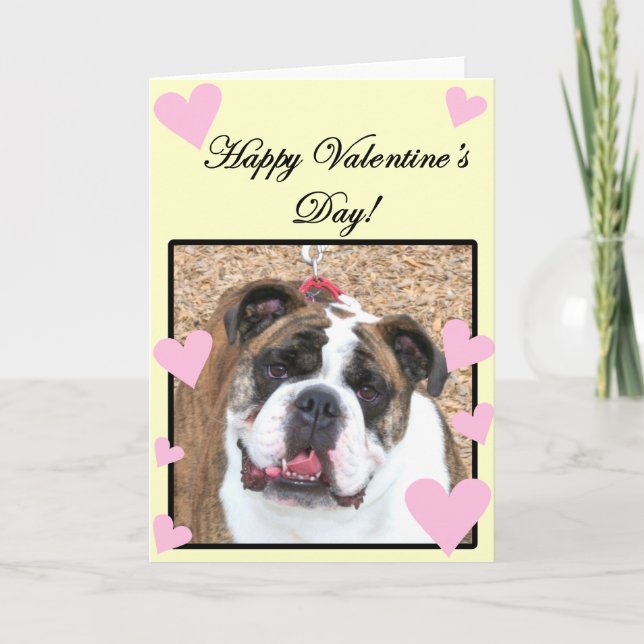 Bulldog Happy Valentine's Day Greeting card (Front)