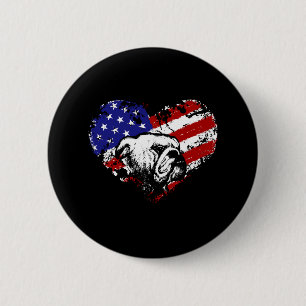 Bulldog heart 6 cm round badge