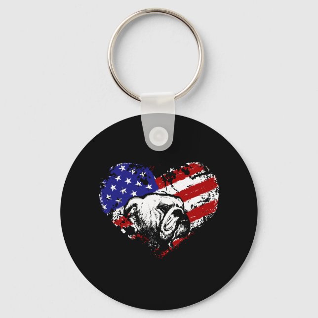 Bulldog heart key ring (Front)
