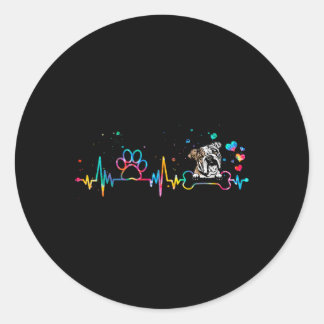 Bulldog Heartbeat Fun Tie Dye Dog Lovers  Classic Round Sticker