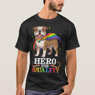 Bulldog Hero For Equality Lgbt Rainbow Pride Dog T-Shirt