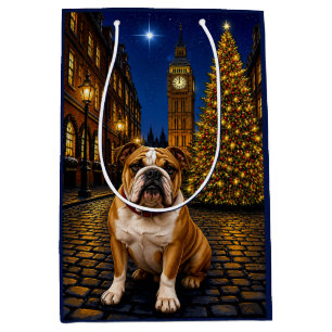 Bulldog Holiday Medium Gift Bag