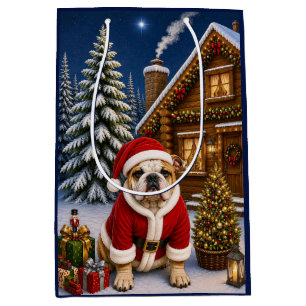 Bulldog Holiday Medium Gift Bag