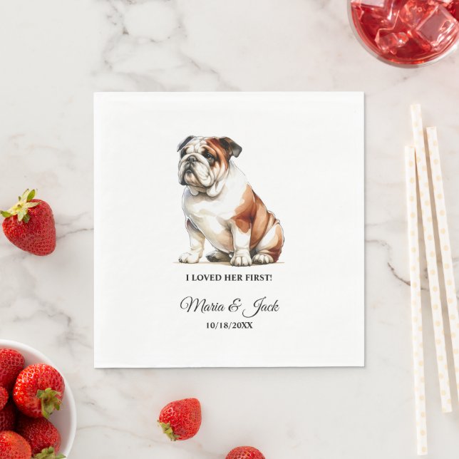 Bulldog I Loved Her First Wedding Napkin (Insitu)