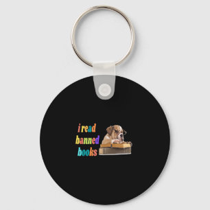Bulldog I Read Banned Books Key Ring