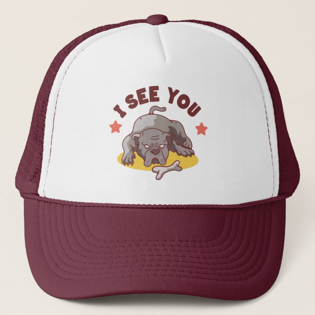 Bulldog I see U Trucker Hat (Front)