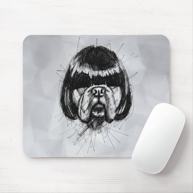 Bulldog In a Wig (Style 4) Fine Art Mouse Pad (With Mouse)