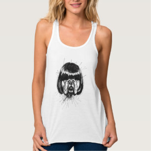 Bulldog In a Wig (Style 4) Fine Art Singlet