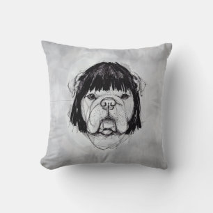 Bulldog In a Wig (Style 6) Fine Art Cushion