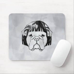 Bulldog In a Wig (Style 8) Fine Art Mouse Pad