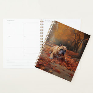 Bulldog in Autumn Leaves Fall Inspire Planner
