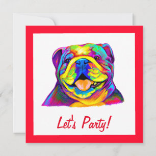 Bulldog in Colours Birthday Invitation