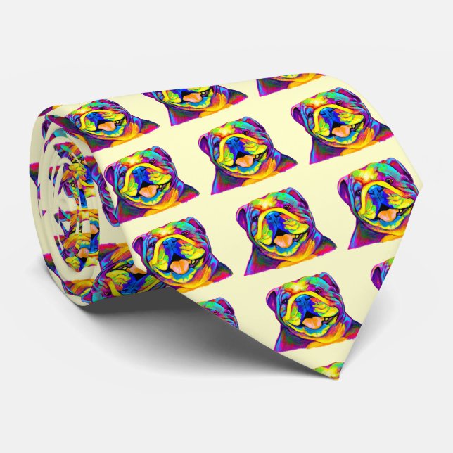 Bulldog in Colours Tie (Rolled)