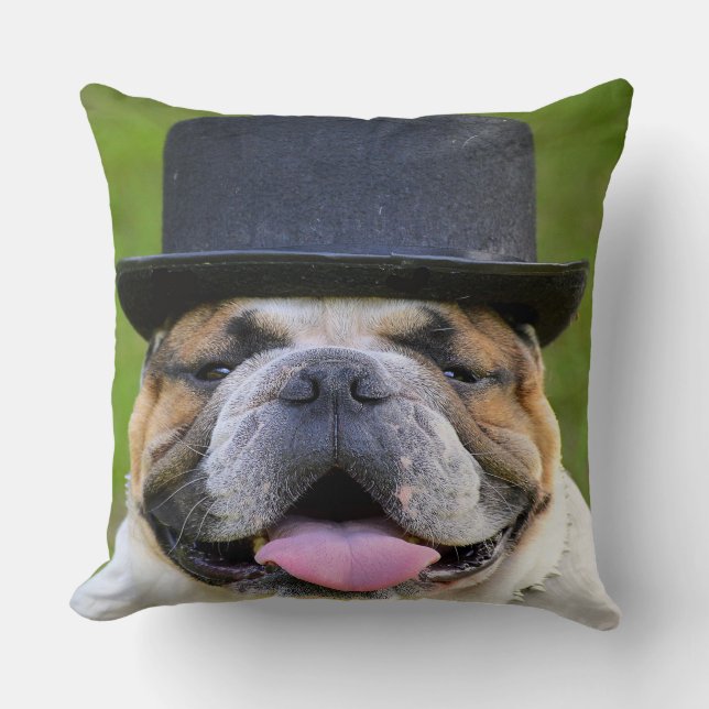 Bulldog In Top Hat Cushion (Front)