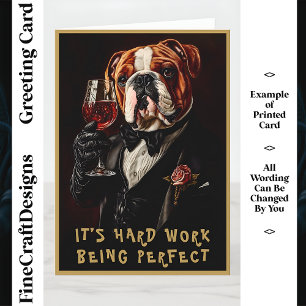 Bulldog In Tuxedo & Bow Tie & Wine CR8 Custom Name Card