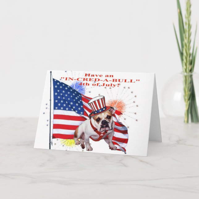 Bulldog - Independence Day Celebration Card (Front)