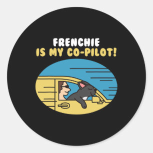 Bulldog Is My Co-pilot Dog Classic Round Sticker