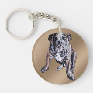 Bulldog Keychain Personalised English Bulldog Gift