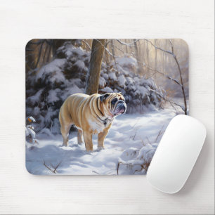 Bulldog Let It Snow Christmas Brushed  Mouse Pad