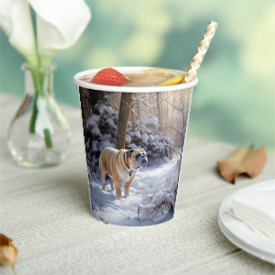 Bulldog Let It Snow Christmas Brushed  Paper Cups