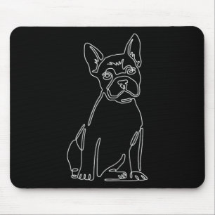 Bulldog Line Art Cute Fun Dog Mum Mouse Pad