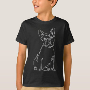 Bulldog Line Art Cute Fun Dog Mum  T-Shirt